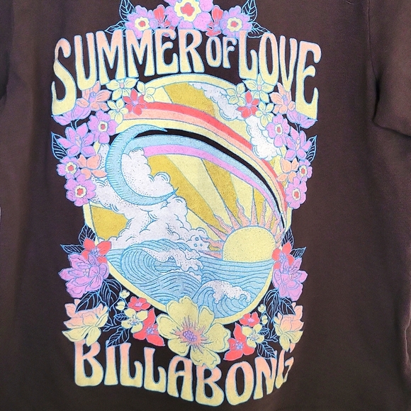 Billabong Floral Graphic Tee Summer of Love Short Sleeve Crew Neck XS - Picture 3 of 11